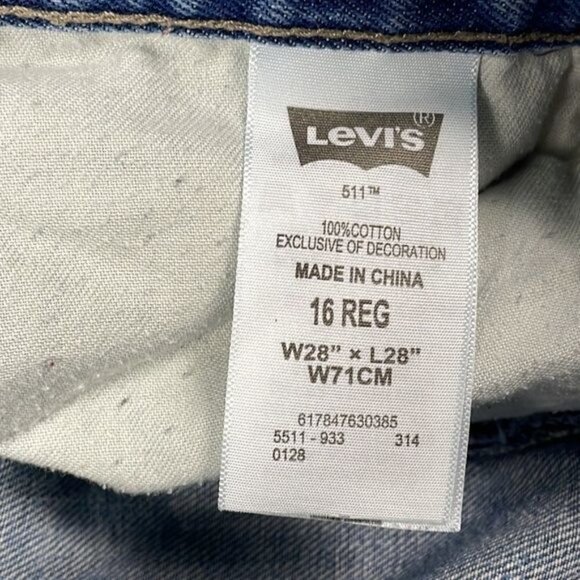 Levis Boys 511 Slim Fit Medium Blue Wash Denim Jeans Sz 16 28 x 28 - Picture 10 of 11
